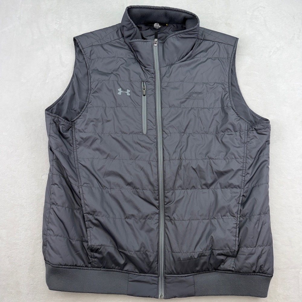 Under Armour ACC Puffer Vest Men's XL Full Zip Padded Golf Outerwear Light Gray